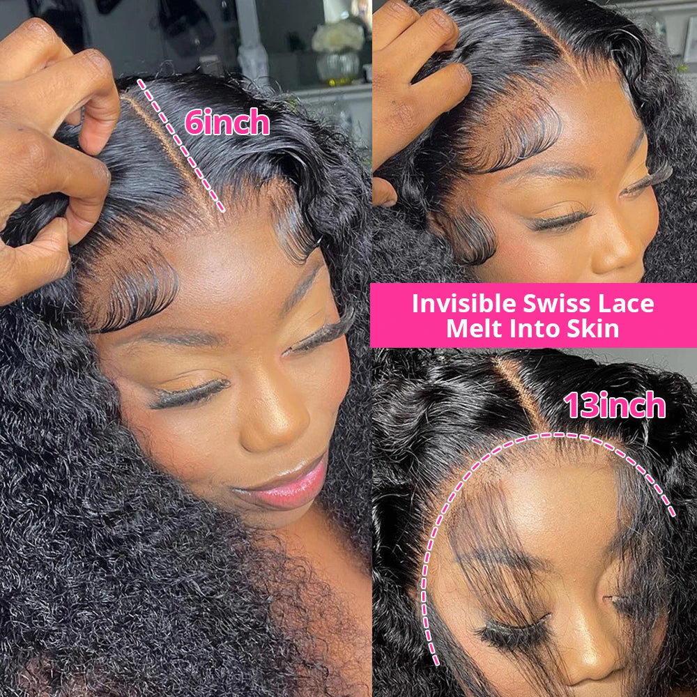 300% High Density Loose Deep Wave 40Inch 13x6 13x4 HD Lace Frontal Human Hair Wig Full Glueless Ready To Go Preplucked Curly Wig