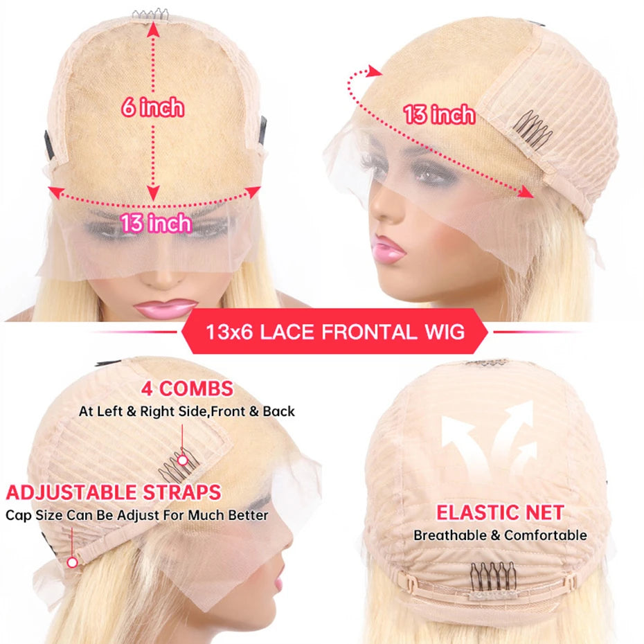 13x6 Silver Grey Straight Lace Front Human Hair Wigs Pre Plucked 613 Blonde Body Wave Frontal Wigs For Women Brazilian Hair Wigs