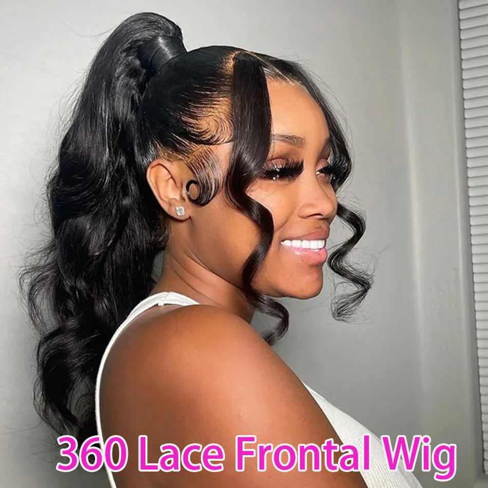 Hidden Strap Body Wave 360 HD Full Lace Front Wigs Human Hair Pre Plucked 12A Glueless Brazilian Virgin Wig With Drawstring