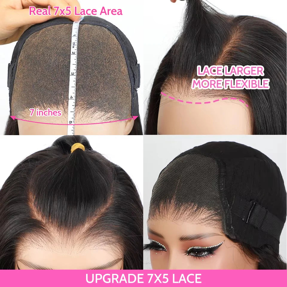 Pre Bleached Knots Bone Straight Human Hair Wigs PrePlucked Transparent Lace Closure Wig ISEE Hair Glueless Wig Wear And Go