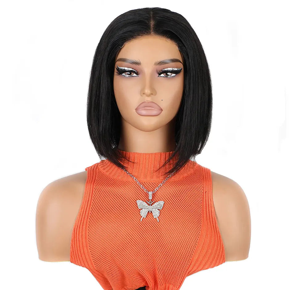 YAWAWE Pre-Bleached Knots Glueless Wig Ready To Wear Wigs Straight Pre-plucked Human Hair Bob Wigs Pre-cut HD Lace Wear Go Wigs