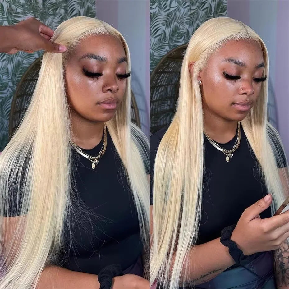 13x6 Silver Grey Straight Lace Front Human Hair Wigs Pre Plucked 613 Blonde Body Wave Frontal Wigs For Women Brazilian Hair Wigs