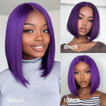 Purple Bob Wig Human Hair Preplucked T Lace Frontal Bob Wigs Brazilian Straight Bob 100% Human Hair Wigs Straight Lace Front Wig