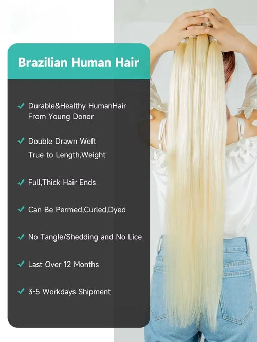 1 3 4 613 Blonde Straight Hair Bundles Brazilian Remy Human Hair Extension Honey Blonde Bundle Deals 28 30 32 34 36 38 40 Inches