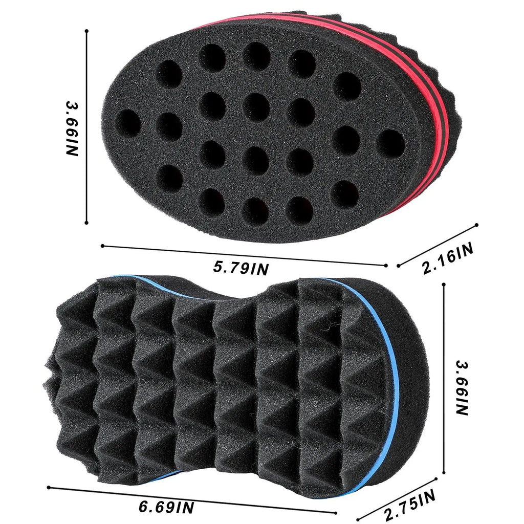 3pcs/Set Magic Twist Hair Sponges Set, Big Holes Sponge Brush for Hair, Curling Sponge Glove for Men Women Curls with Metal Afro