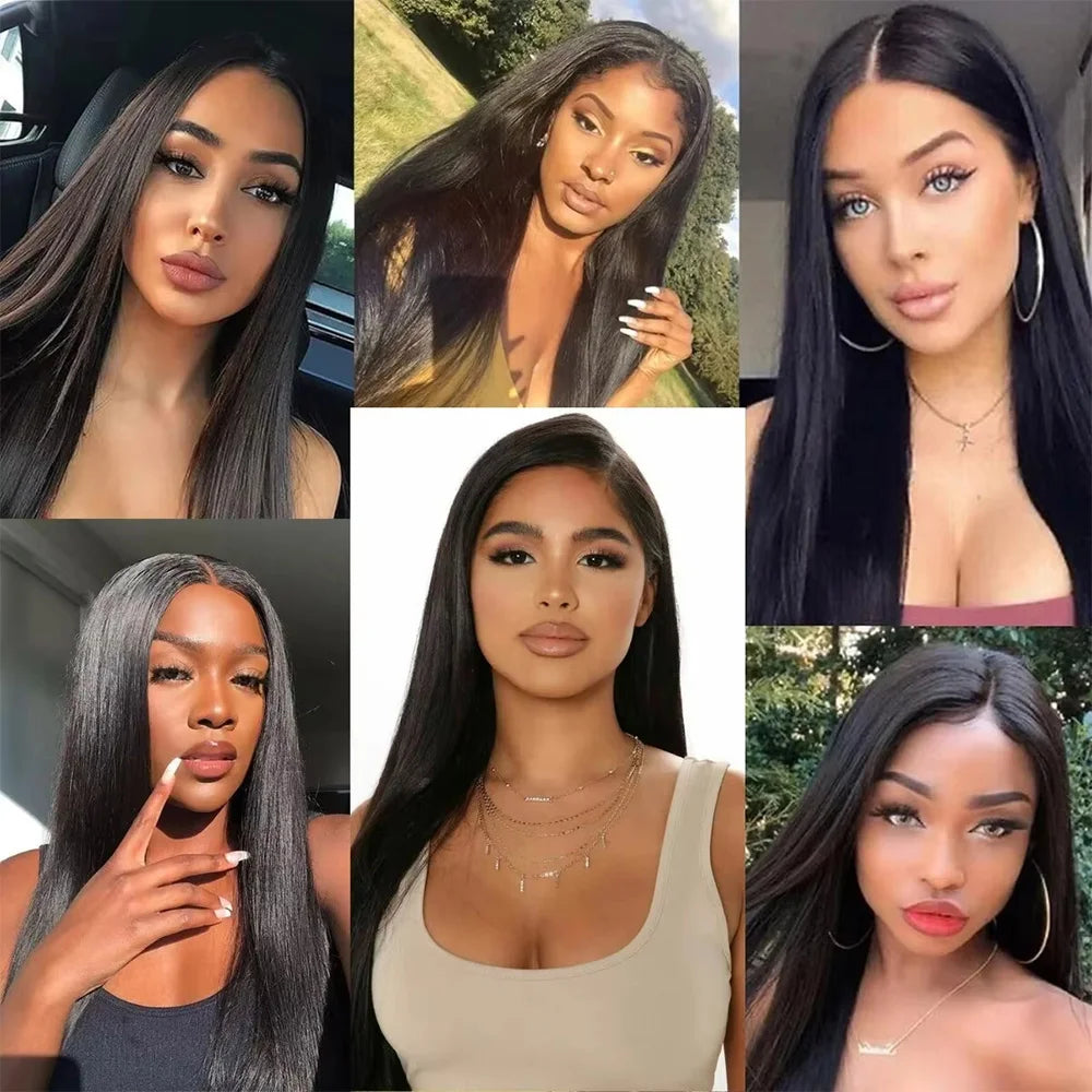 38 Inch 200% Density Bone Straight 13x6 HD Transparent Lace Frontal Wig Brazilian 100% Human Hair 5x5 Lace Front Wigs For Women