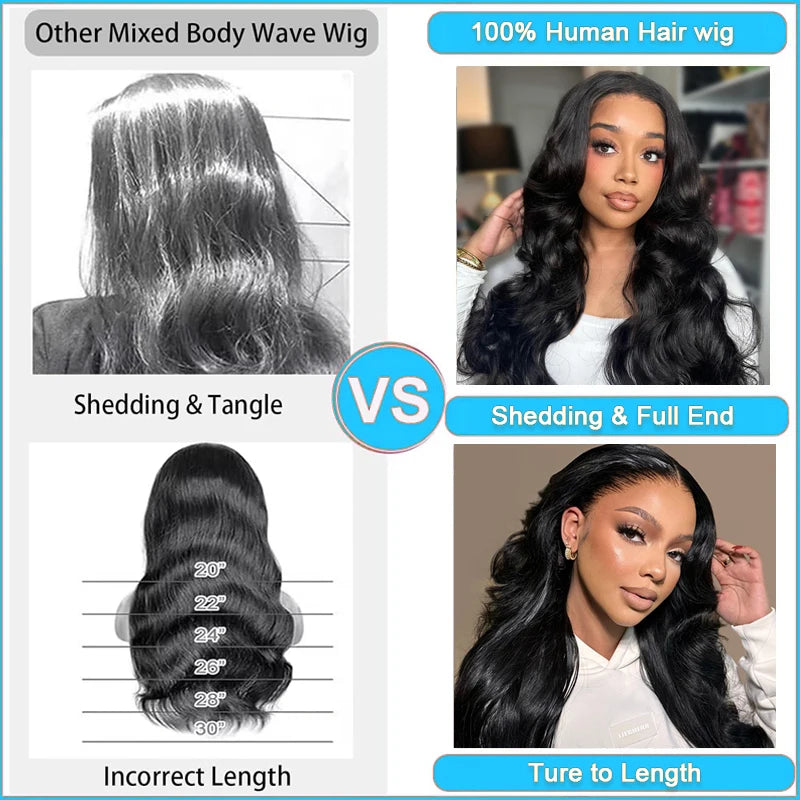 Body Wave Human Hair Wigs For Women 34 Inch 3 In 1 Drawstring half wigs human hair curly wigs black wigs 100% human