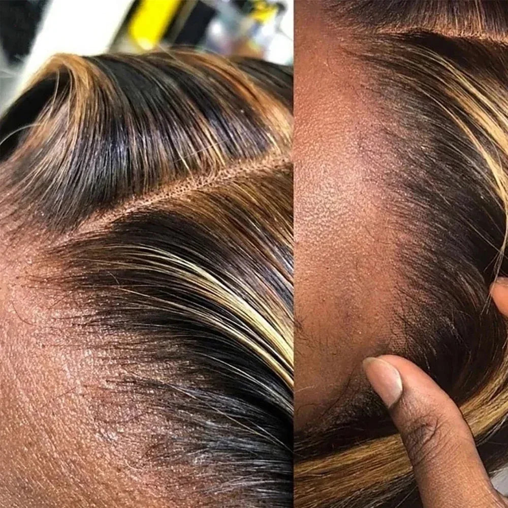 P4/27 Honey Blonde 360 Full HD Lace Frontal Wig 30 Inch Straight Lace Front Wigs Highlight Glueless Wig Human Hair Pre Plucked