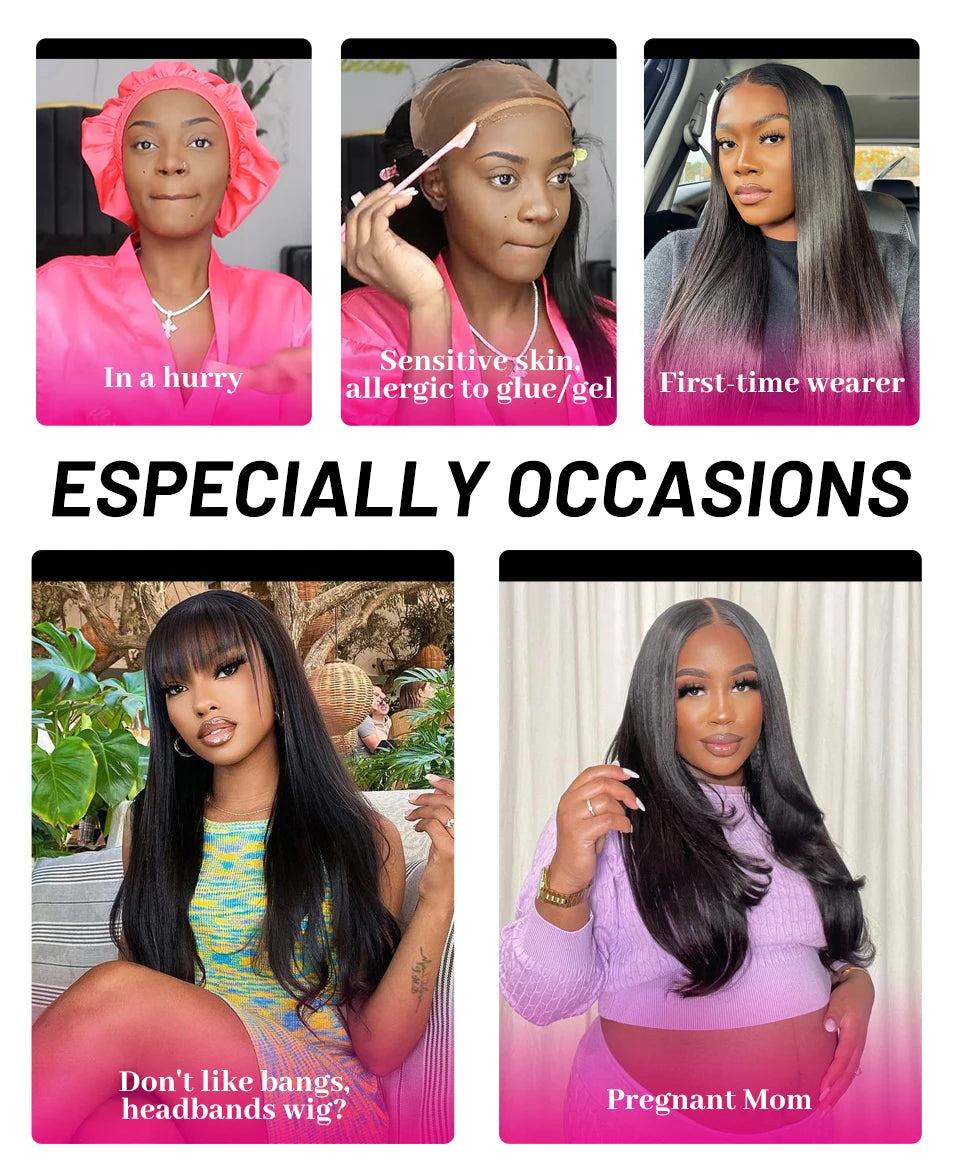 Pre Bleached Knots Bone Straight Human Hair Wigs PrePlucked Transparent Lace Closure Wig ISEE Hair Glueless Wig Wear And Go