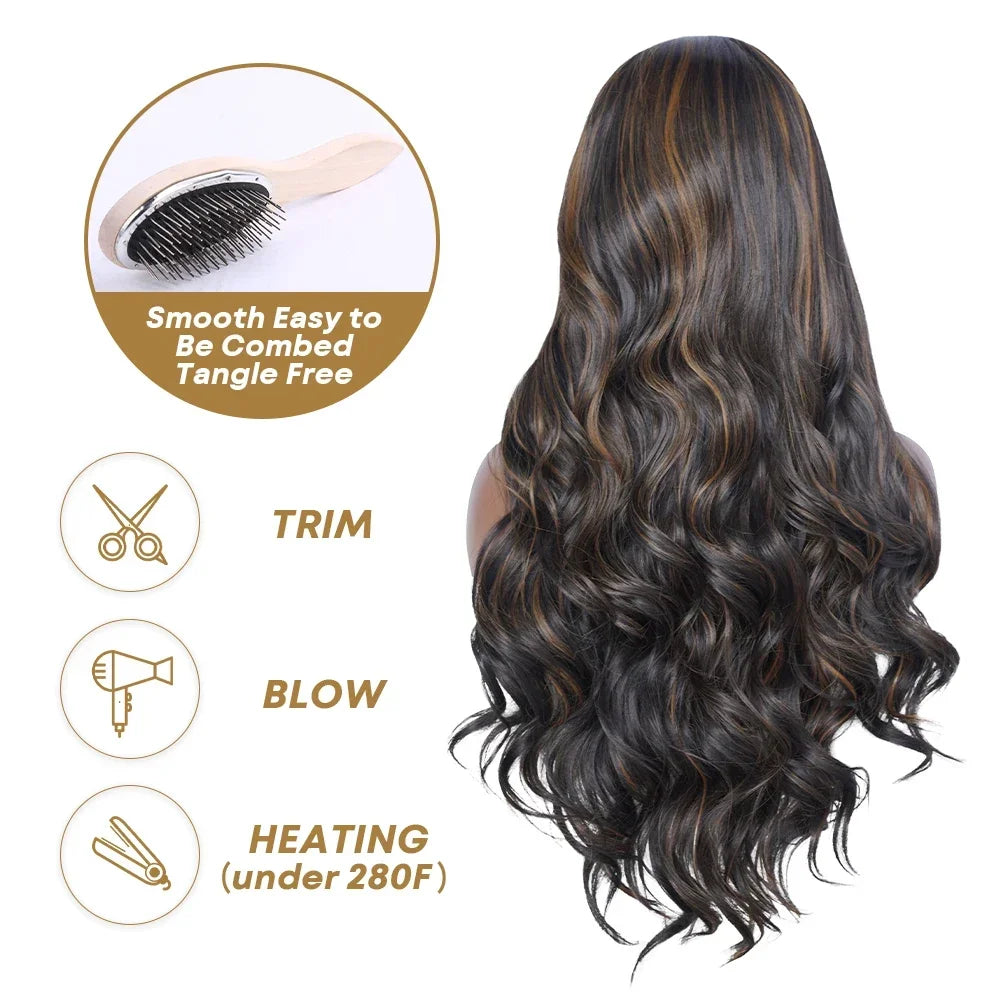 200 Density 13X6 Chocolate Brown Body Wave Lace Front Wigs 13x4 HD Transparent Lace Front Wigs For Women Auburn Brown Colored