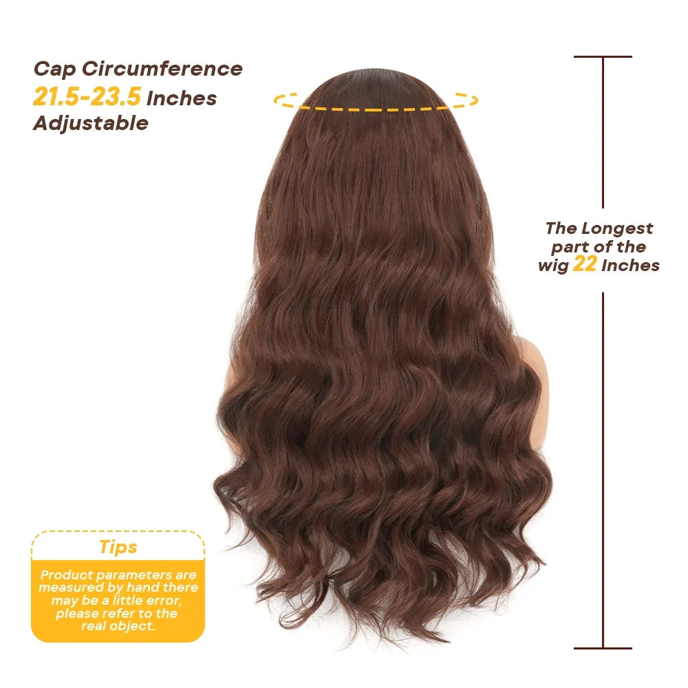 200 Density 13X6 Chocolate Brown Body Wave Lace Front Wigs 13x4 HD Transparent Lace Front Wigs For Women Auburn Brown Colored