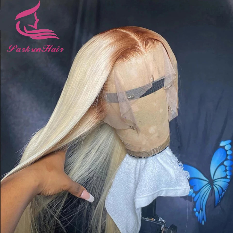 Blonde Colored Human Hair Wig 13x6 13x4 Transparent Lace Front Wig For Women PrePlucked Blonde Human Hair Wig With Dark Root